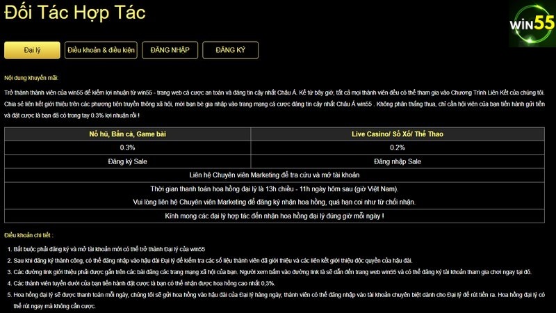 Cần hiểu rõ về chính sách Win55 đưa ra cho từng dạng đối tác